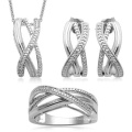 Leaf Silver Jewelry Set Micro Pave Setting Jewelry